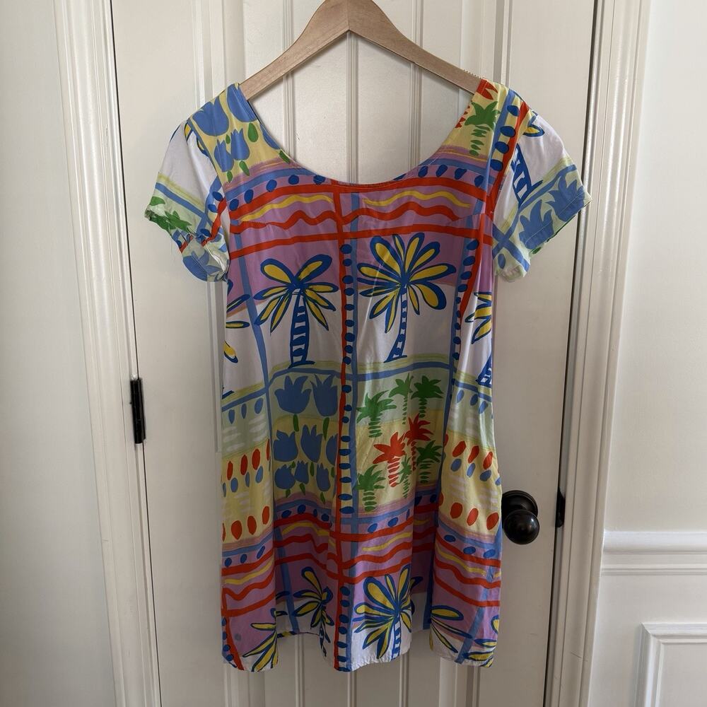 Vintage 90’s Planet Fish Tropical Mini Dress Size M Handmade In Indonesia
